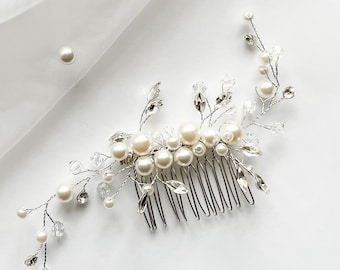 Crystal Bridal Hair Comb With Pearls