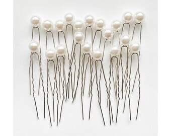 20 Pack Wedding Pearl Hair Pins, Bridal Hair Pins U Shape Hair Accessories Barrette for Bride Bridesmaid Women Girls (White)