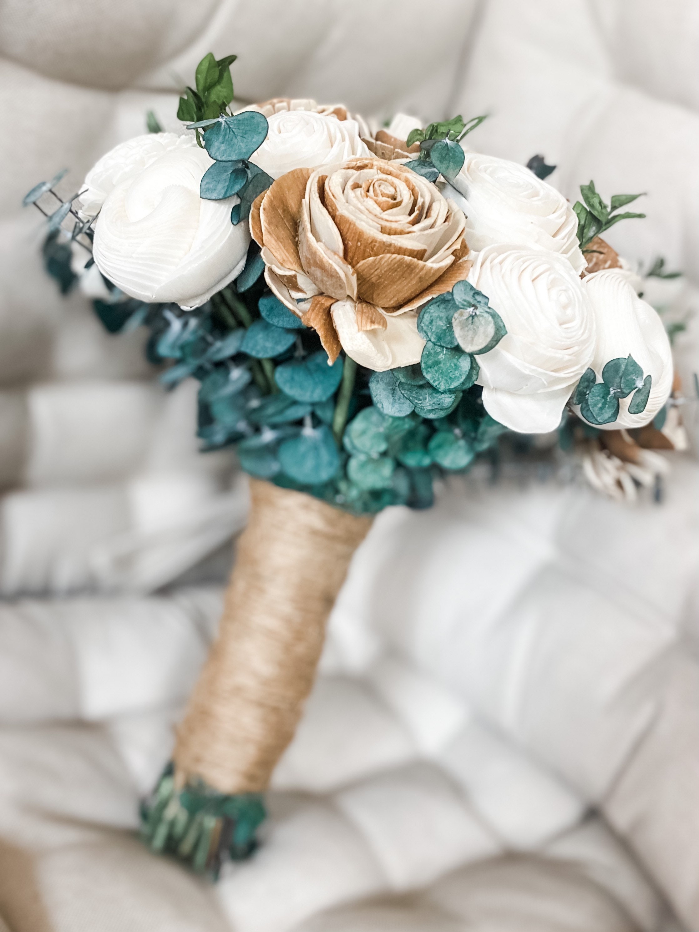 Ivory Sola Wood Bridal Bouquet Neutral Wedding Bouquet Etsy
