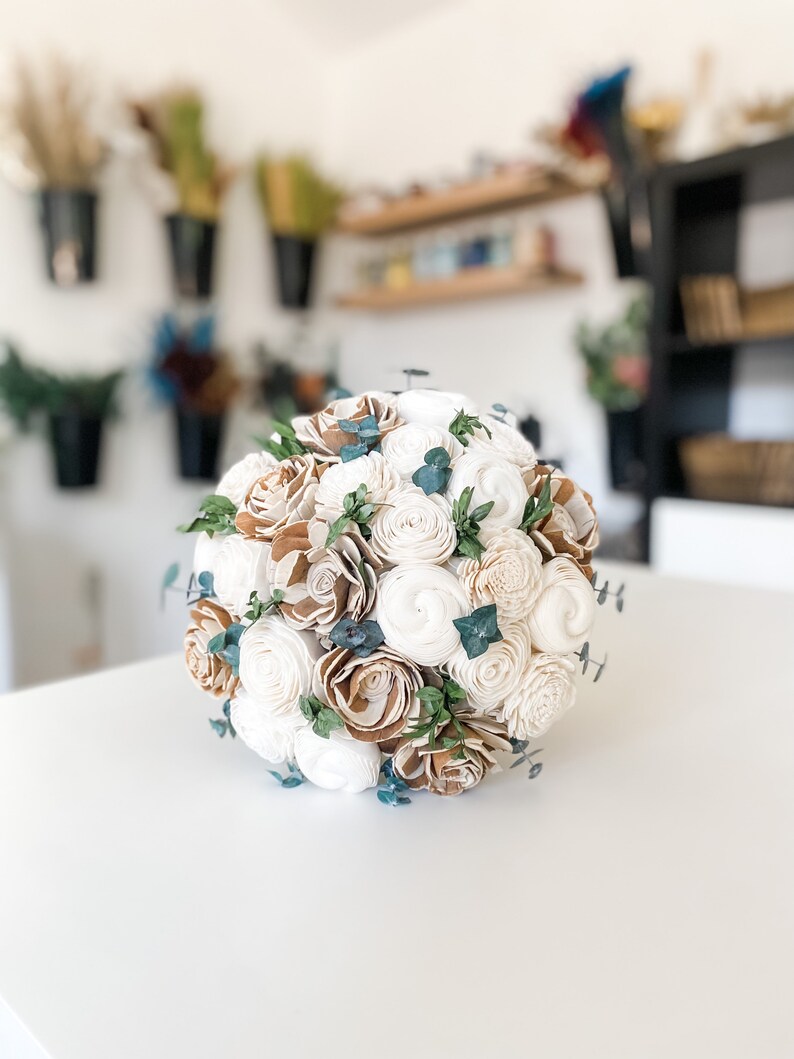 Ivory Sola Wood Bridal Bouquet Neutral Wedding Bouquet Etsy