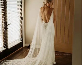 Ivory cape bridal veil , wedding cape, shoulder veil