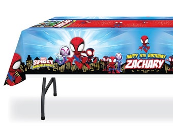Spidey and his Amazing Friends Party Personalized HEAVY Vinyl Table Cover, Custom Made Tablecloth