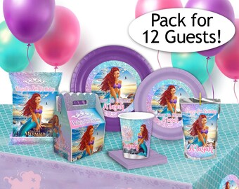 Personalized Little Mermaid Birthday Party Pack for 12
