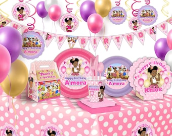 Gracie's Corner ULTIMATE Party Bundle Package in Pink & Gold Color Scheme for 12 Guests, Officially Licensed Items