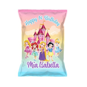 Disney Princess Toddlers Babies Custom Chip Bags, Snack Bags, Pouches, SET of 12