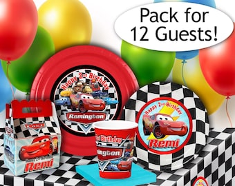 Lightning McQueen Cars Party Pack: Personalized Birthday Bundle for 12