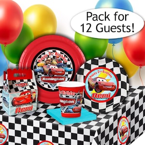 Lightning McQueen Cars Party Pack: Personalized Birthday Bundle for 12