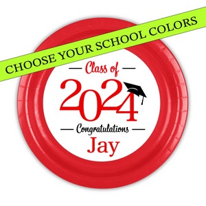 Graduation Class of 2024 Personalized Plates, 12 count
