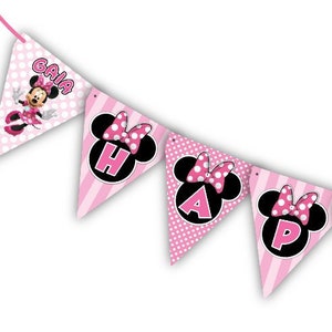 Minnie Mouse Pinks Birthday Personalized Banner Decoration
