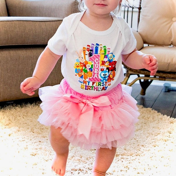 BabyFirst TV Birthday Girl Tutu One-Piece Bodysuit Set Outfit for Birthday Party 1st and 2nd Birthday