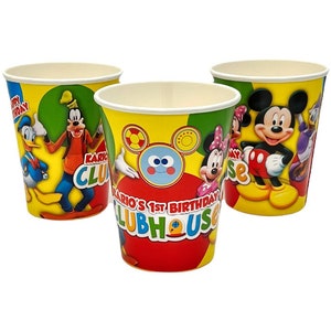 Mickey Mouse Clubhouse Birthday Party, Personalized Party Cups, pack of 12