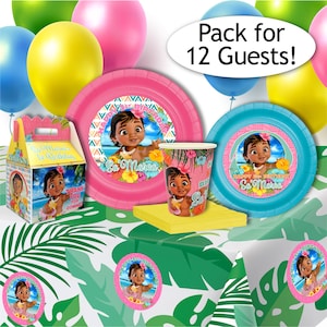 Baby Moana Luau Birthday Basic Party Pack, 12 guests