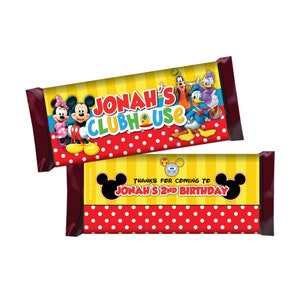 Mickey Mouse Clubhouse Birthday Chocolate Candy Bar Wrappers, SET of 12 wraps