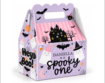Spooky One Halloween Lavender & Pink Personalized Favor Boxes, Pack of 8