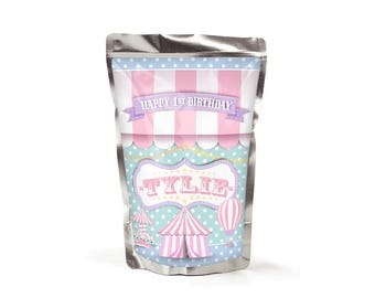Carnival Circus Pastels Custom Capri Sun Juice Pouch Labels, SET of 12