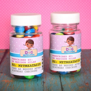 Doc mcstuffins pharmacy r.x. candy treat bottles favors  *read item description*