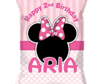 Minnie Mouse Custom Chip Bags, Snack Bags, Pouches, SET of 12