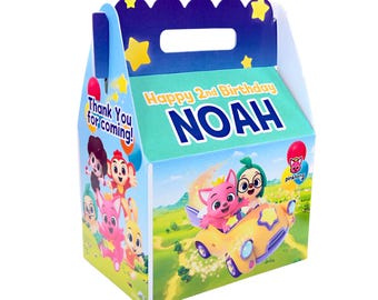 PinkFong Wonderstar Party Favor Boxes, Set of 8, Personalized Gable Box Goody Bags