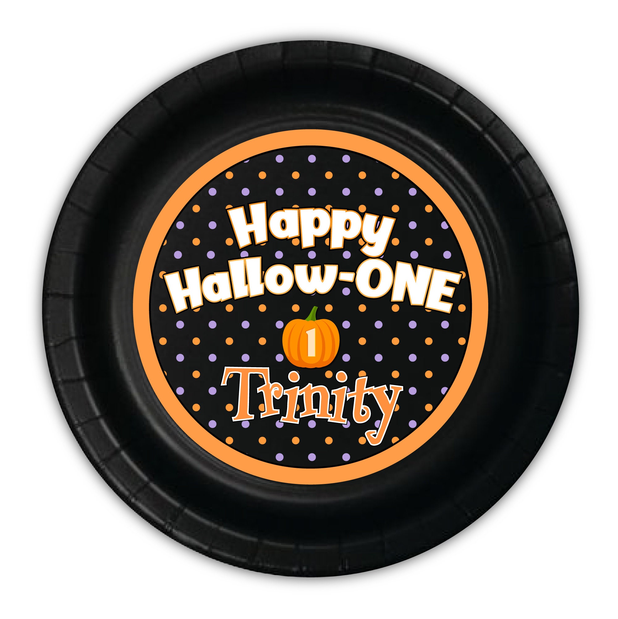 HallowONE 1st Birthday October Halloween Theme Birthday Personalized Meal Plates 12 count