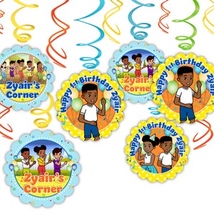 Gracie's Corner Party Decorations, Birthday Boy, Personalized Dangler Swirls, Hanging Decor, Licensed Item, Boy Gracie Party