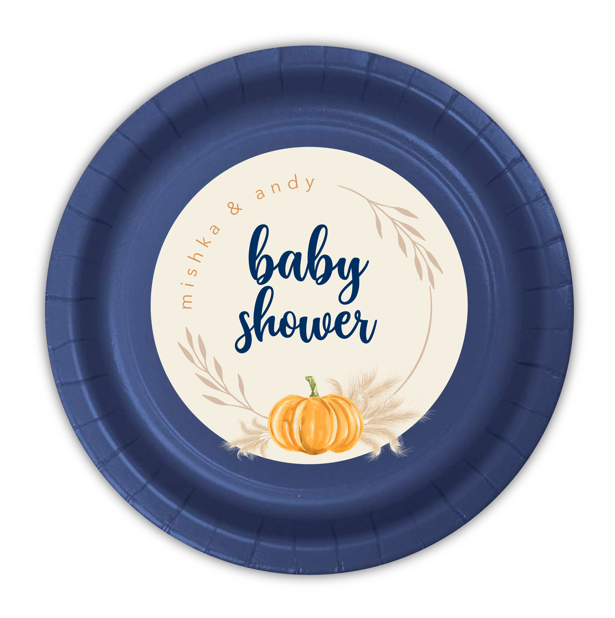 Little Pumpkin Baby Shower Gender Reveal Personalized Meal Plates 12 count