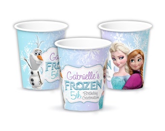 Frozen Birthday Party, Princess Elsa, Anna, Olaf, Personalized Party Cups, pack of 12