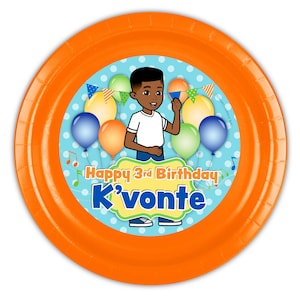 Gracie&#39;s corner custom party plates, personalized meal plates, boy version, 12 count, licensed item