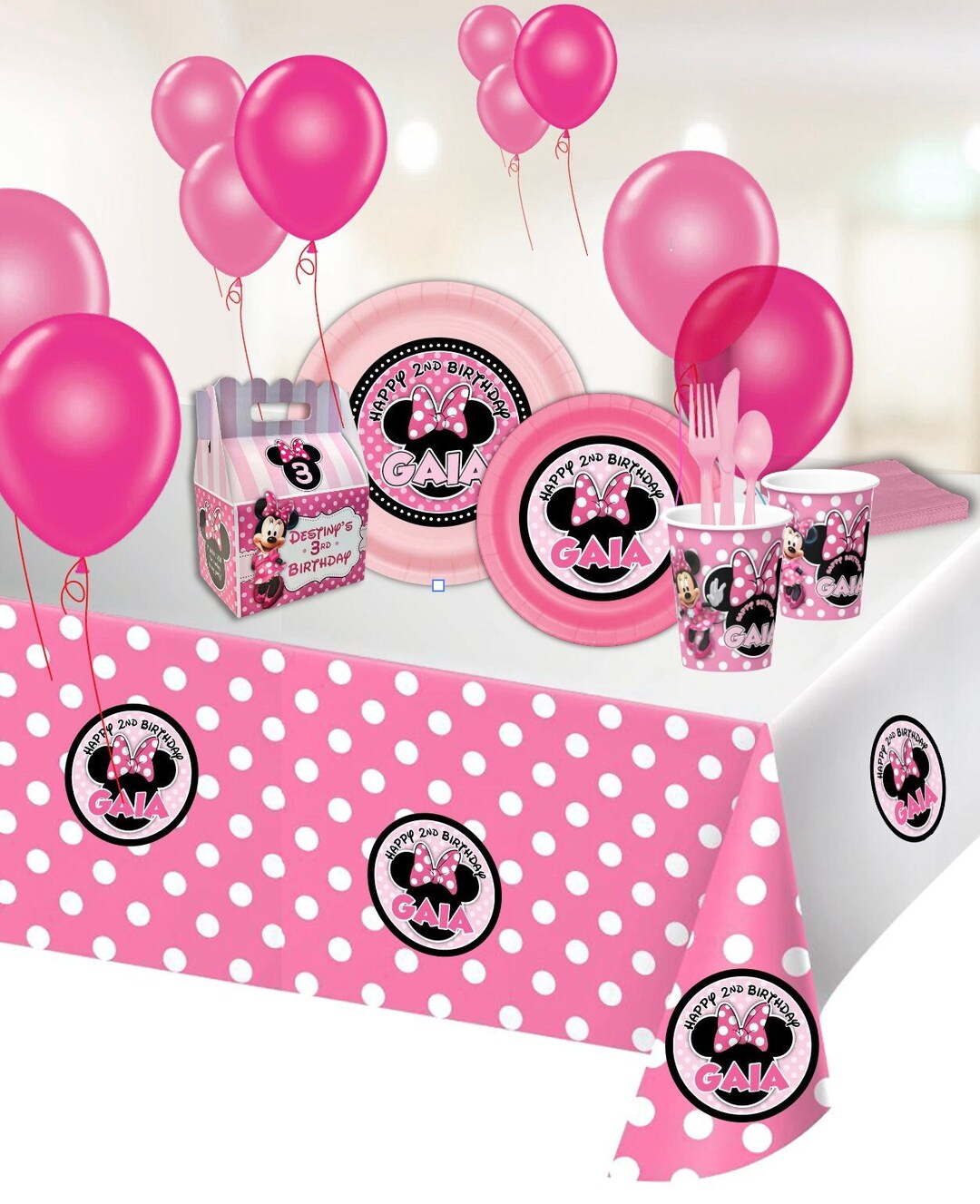 Minnie Mouse Birthday Party Pinks Basic Party Pack for 12 Guests - Etsy