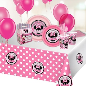Minnie mouse birthday party pinks basic party pack for 12 guests
