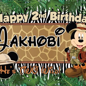 Mickey Mouse Safari Birthday Backdrop 7x5ft - Jungle Theme Party Decor