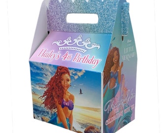 Little Mermaid Favor Boxes: Personalized Birthday Goody Boxes, Set of 8