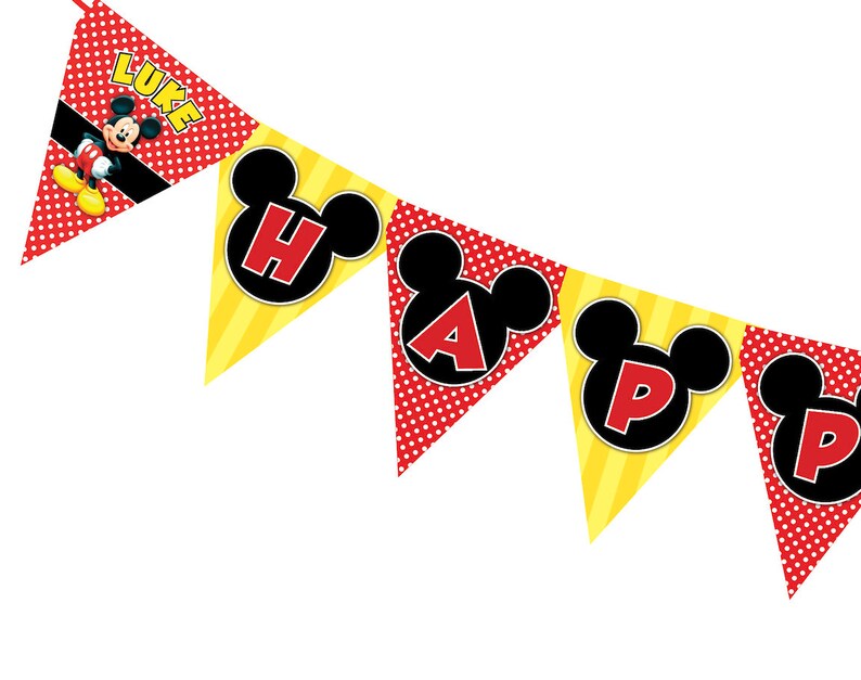 Mickey Mouse Classic Birthday Personalized Banner Decoration bild 2