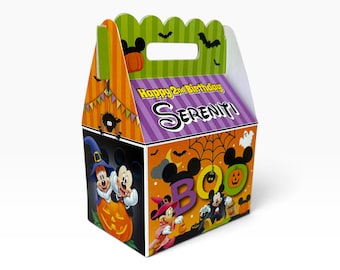Mickey & Minnie Halloween Trick-or-Treat Party Personalized Favor Boxes, Pack of 8