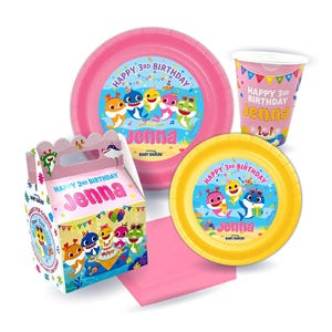 Baby Shark Birthday Party Basic Party Pack for 12 guests, GIRL Celebration Version