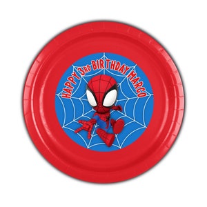 Spidey and his amazing friends birthday party, personalized meal plates, 12 count