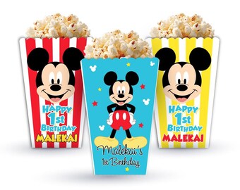 Mickey Mouse Clubhouse Birthday Party Personalized Popcorn Box, pack of 8
