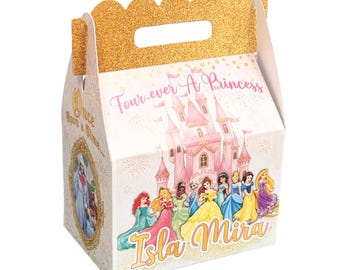 Disney Princess Fairy Tale Castle Birthday, personalized party favor box, 8 count, goody bag