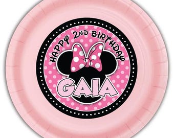 Minnie Mouse Birthday Party, Personalized Meal Plates, 12 count