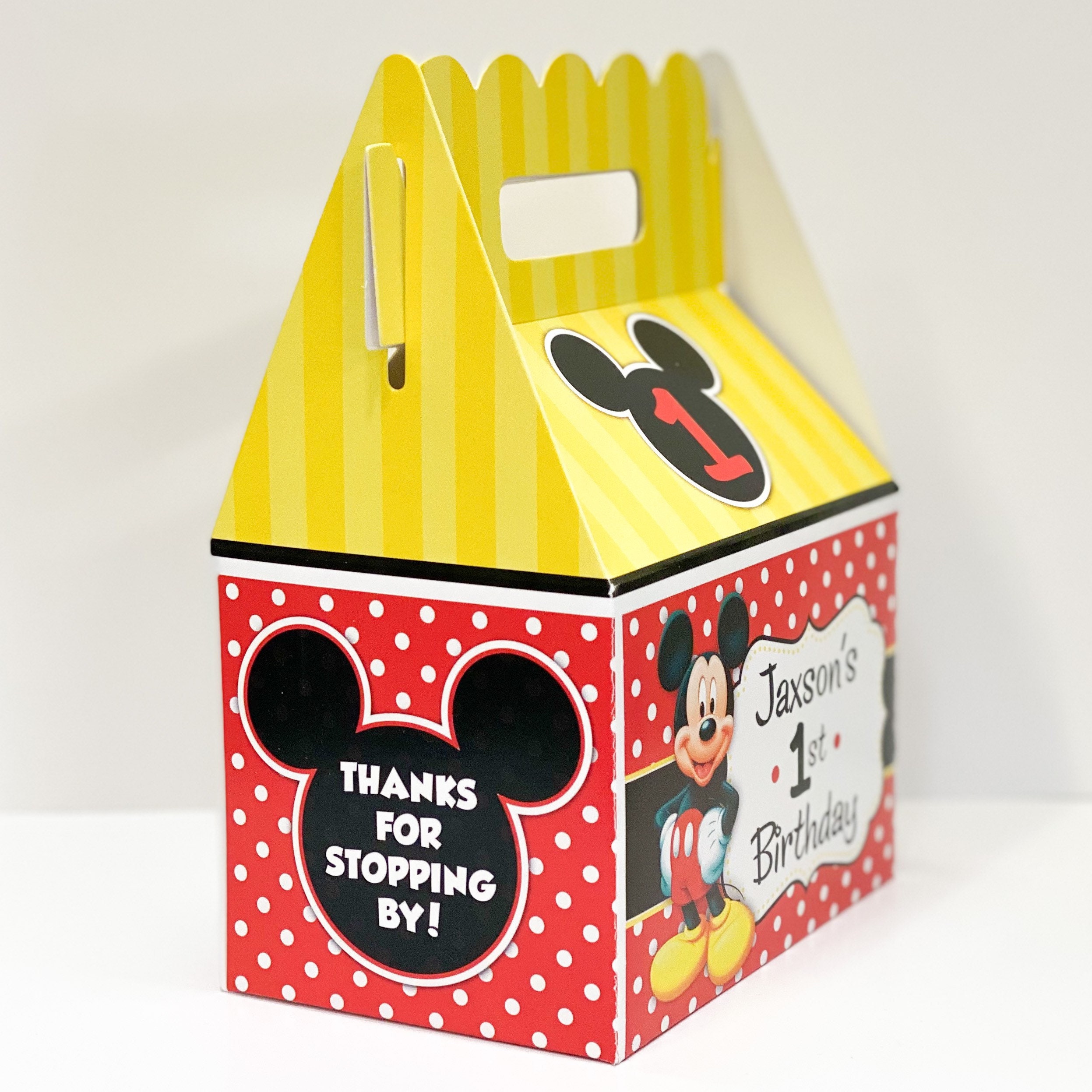 Mickey Mouse Favor Boxes/ Mickey Mouse Goodie Boxes/ Gable Boxes/ Mickey  Mouse Party Decorations/ Mickey Mouse Party 