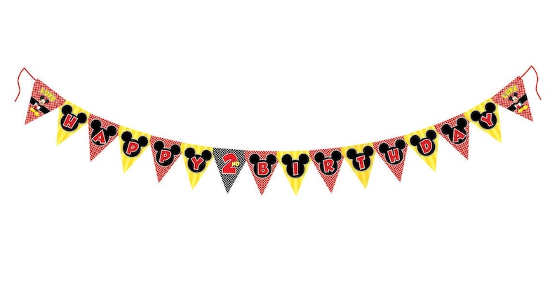 Mickey Mouse Classic Birthday Personalized Banner Decoration bild 1