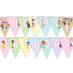 Disney Little Princesses Birthday Personalized Banner Decoration