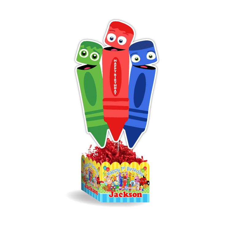 Color Crew BabyFirstTV Birthday Personalized Table Centerpiece, color crew party supplies, color crew table centerpiece