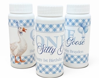 ONE Silly Goose Bubbles Party Favors with Personalized labels, Set of 12