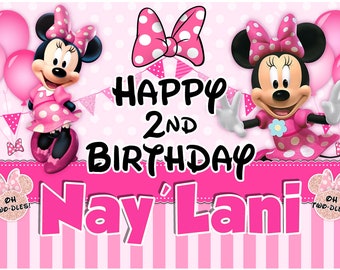 Minnie Mouse Pink Party Large Vinyl Banner Backdrop