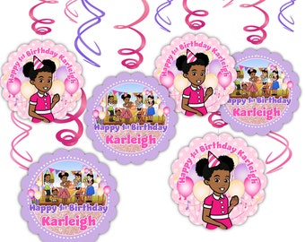 Decoraciones para fiestas de Gracie's Corner, espirales colgantes personalizadas, decoración colgante, artículo con licencia, versión rosa y dorada