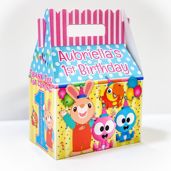 BabyFirst Harry Bunny with GooGoo & GaaGaa Birthday Party Favor Boxes - Personalized Gable Boxes, Pack of 8