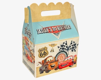 Cars Lightning McQueen Pastels Party Personalized Favor boxes, pack of 8