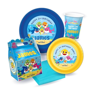 Baby Shark Birthday Party Basic Party Pack for 12 guests, Classic Version