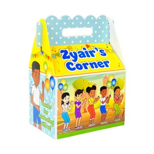 Gracie’s Corner party favor gable box, 8 count, personalized favor boxes, boy party color scheme, pack of 8