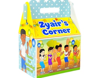 Caja de regalo de fiesta de Gracie's Corner, 8 unidades, cajas de regalo personalizadas, esquema de colores para fiesta de niño, paquete de 8
